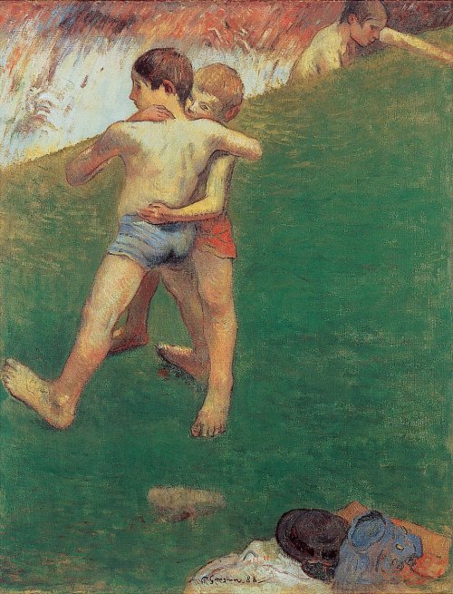 Reproduction du tableau « Les Enfants luttant - Paul Gauguin » par Alpha Reproduction en peinture à l’huile