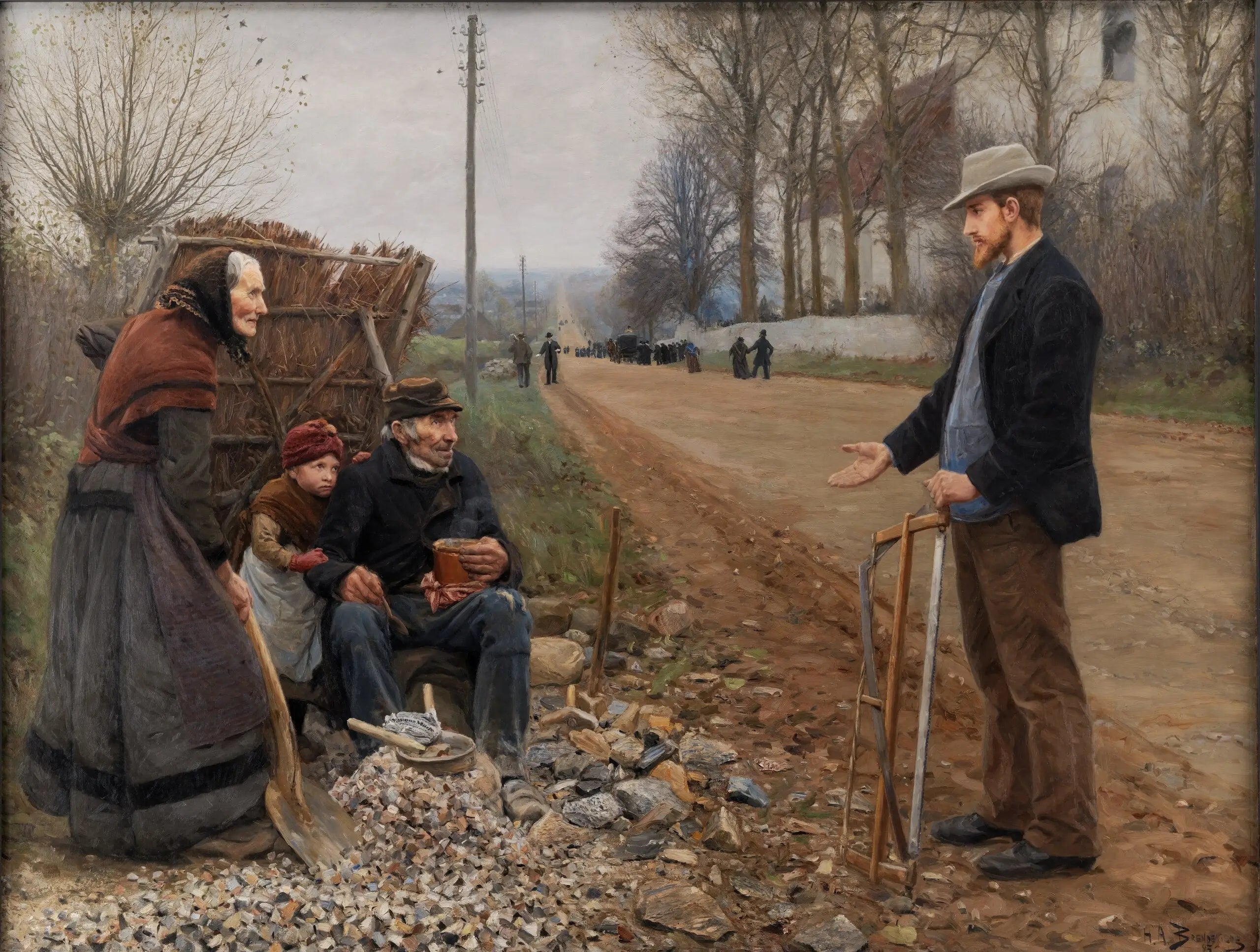 Les gens au bord d’une route - H. A. Brendekilde - Alpha Reproduction