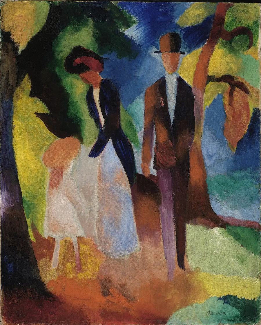Mavi göl kenarındaki insanlar - August Macke