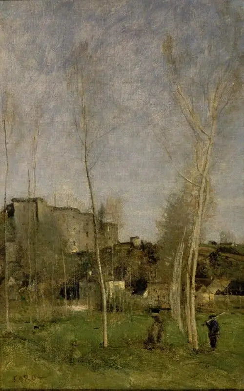 Harabe bir kale surlarının glacisleri - Jean-Baptiste Camille Corot