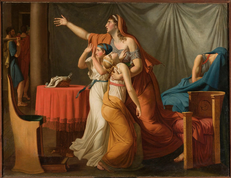 Liktörler Brutus'a oğullarının cesetlerini getiriyor - Jacques-Louis David