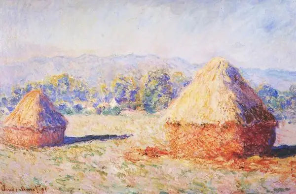Güneş ışığı altında buğday ambarları, sabah etkisi - Claude Monet