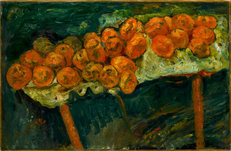 Yeşil arka plan üzerinde portakallar - Chaim Soutine