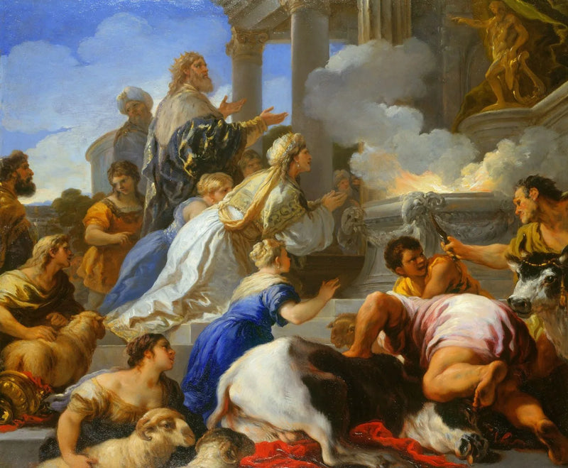 Psyché'nin ebeveynleri Apollon'a kurban sunuyor - Luca Giordano