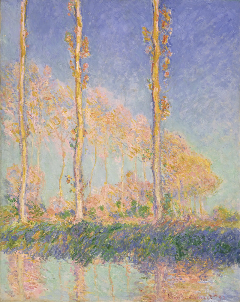 Kavaklar, üç pembe ağaç, sonbahar - Claude Monet