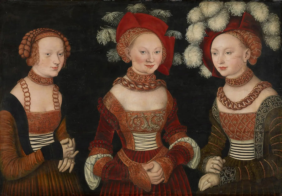 Saxe'den Prensesler Sibylle (1515-1592), Émilie (1516-1591) ve Sidonie (1518-1575) - Lucas Cranach the Elder