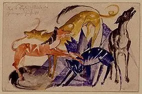 Prens Jusuff'un Dört Evcil Köpeği - Franz Marc