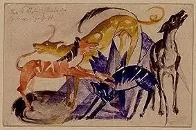 Prens Jusuff'un Dört Evcil Köpeği - Franz Marc