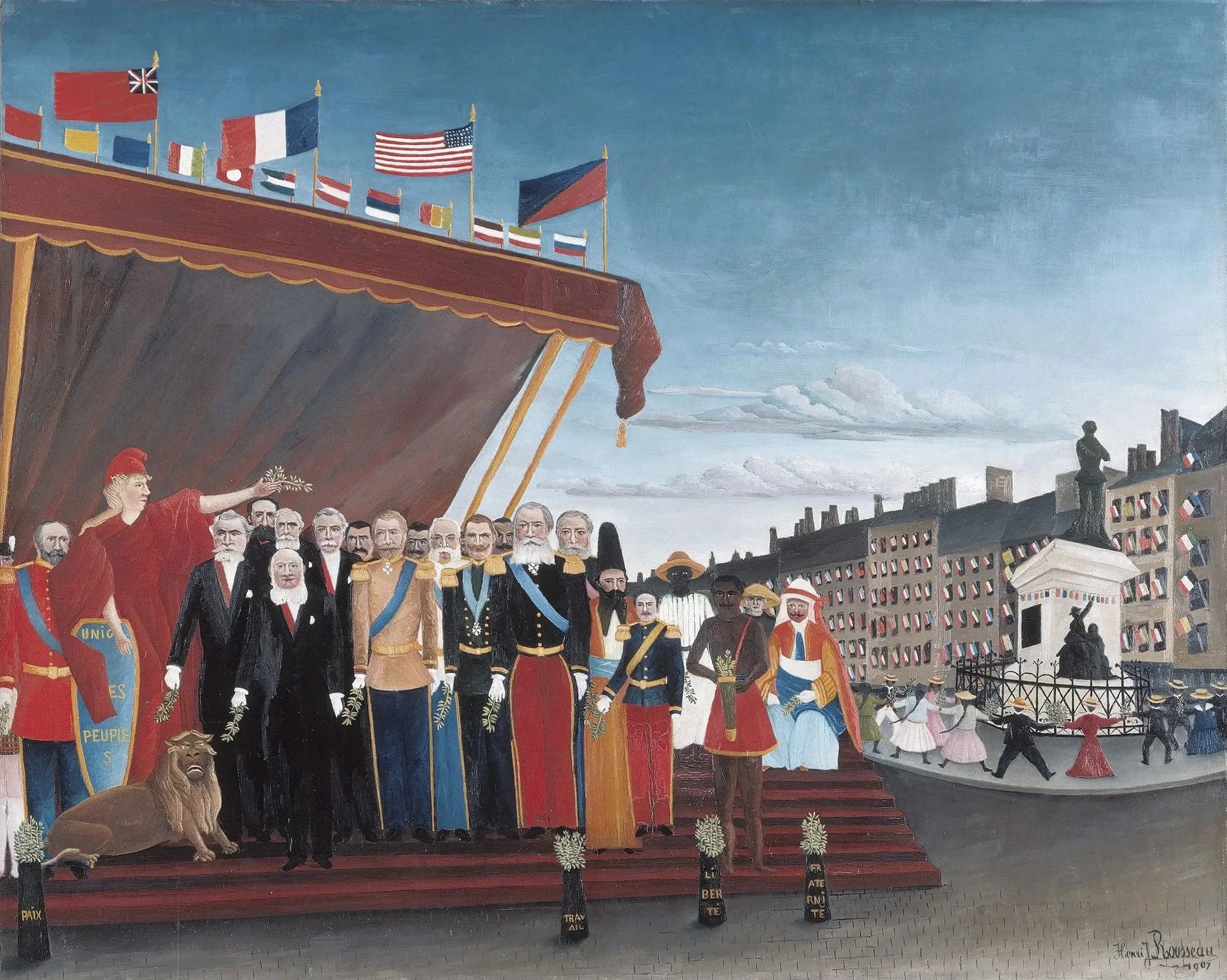 Les Représentants des puissances étrangères venant saluer la République en signe de paix - Henri Rousseau image 1 tableau peint à l’huile sur toile