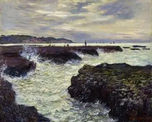 Pourville'deki Kayalıklar, alçak gelgit. - Claude Monet
