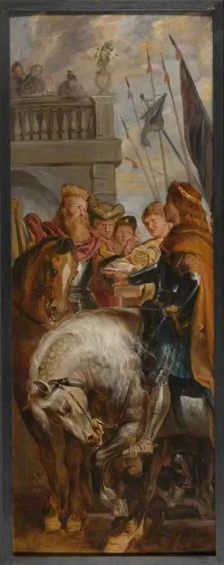 Kral Clotaire ve Dagobert bir haberciyle tartışıyor - Peter Paul Rubens