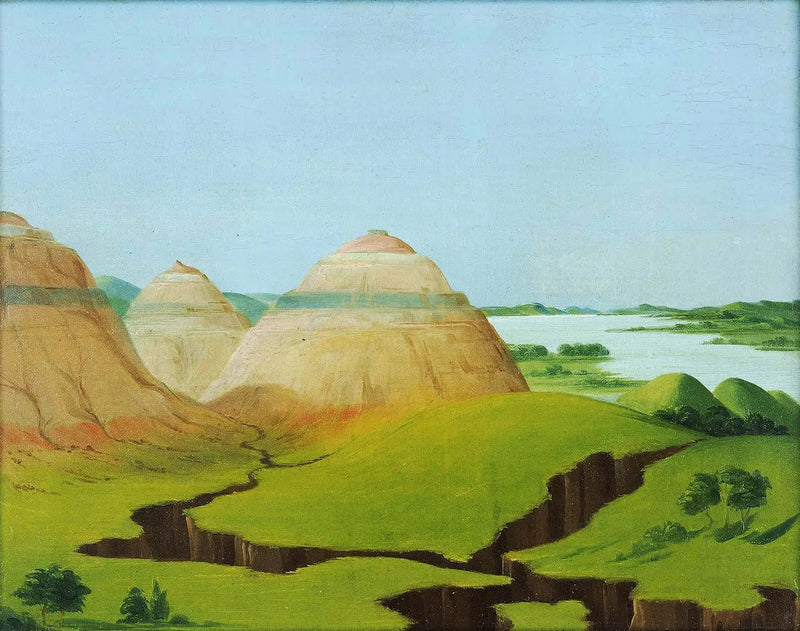 Les Trois Dômes, Clay Bluffs Mandan köyünün 15 mil yukarısında - George Catlin