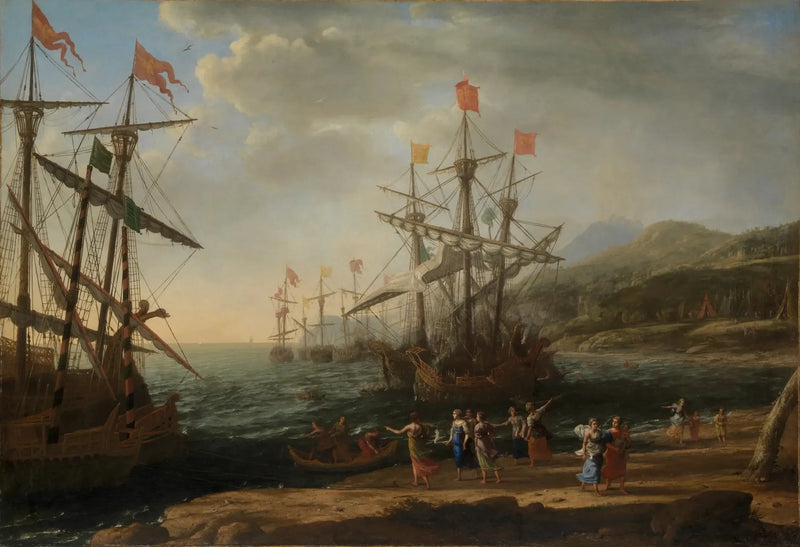 Troyenler filolarını yakıyor - Claude Lorrain