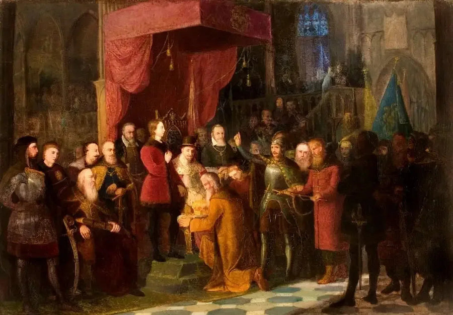 Żoukiwski tarafından Varsova Sejmine getirilen Çouiski çarları, Zygmunt III önünde - Jan Matejko