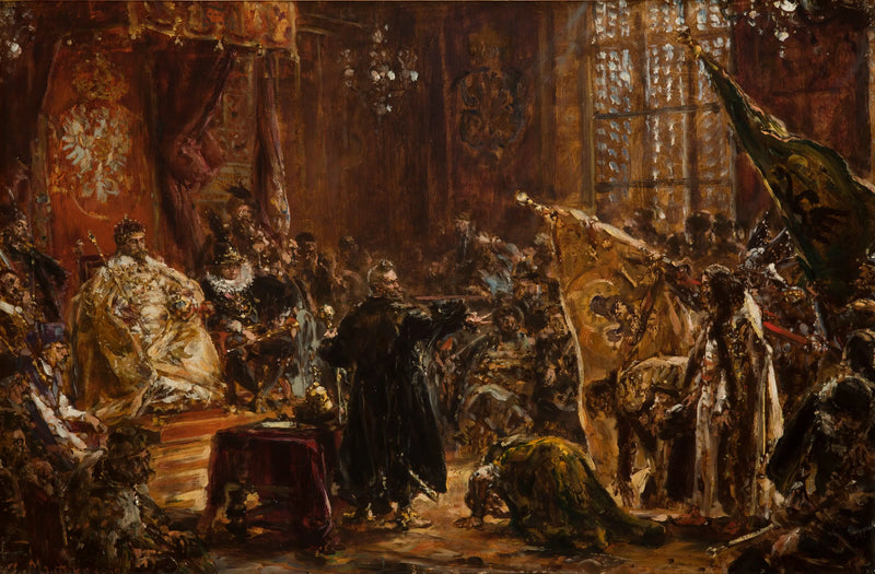 Żoukiwski tarafından Varsova Sejmine getirilen Çouiski çarları, Zygmunt III önünde - Jan Matejko