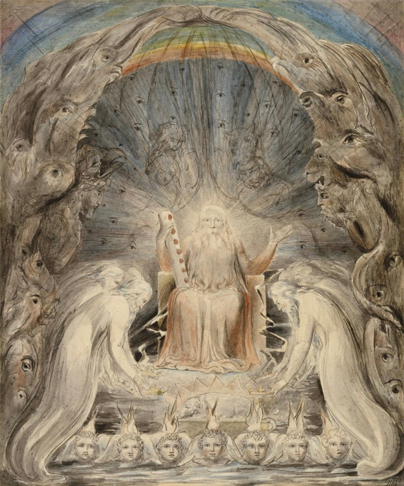 İlahî taht önünde taçlarını bırakan yirmi dört ihtiyar - William Blake