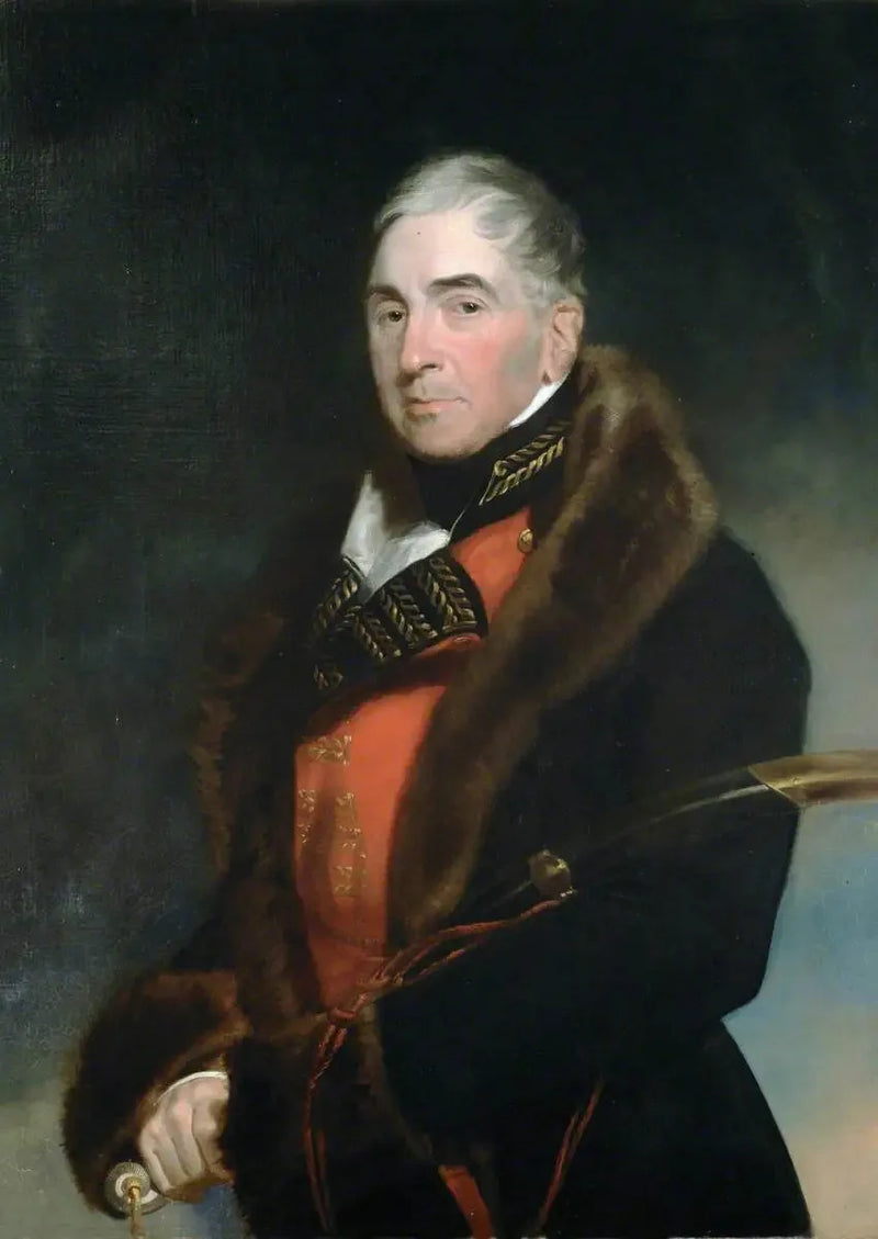 Kıdemli General (daha sonra general) Thomas Graham (1748–1843), Baron Lynedoch, üniformasının üzerine kürklü bir ceket giymiş general rütbeli subay - Thomas Lawrence