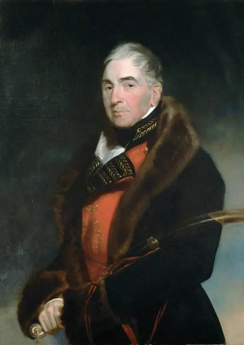 Kıdemli General (daha sonra general) Thomas Graham (1748–1843), Baron Lynedoch, üniformasının üzerine kürklü bir ceket giymiş general rütbeli subay - Thomas Lawrence