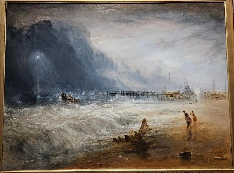 Karaya Oturmuş Bir Geminin Sinyalini (Mavi Işıklar) Verirken Açılan Bot ve Manby Aparatı - J. M. W. Turner