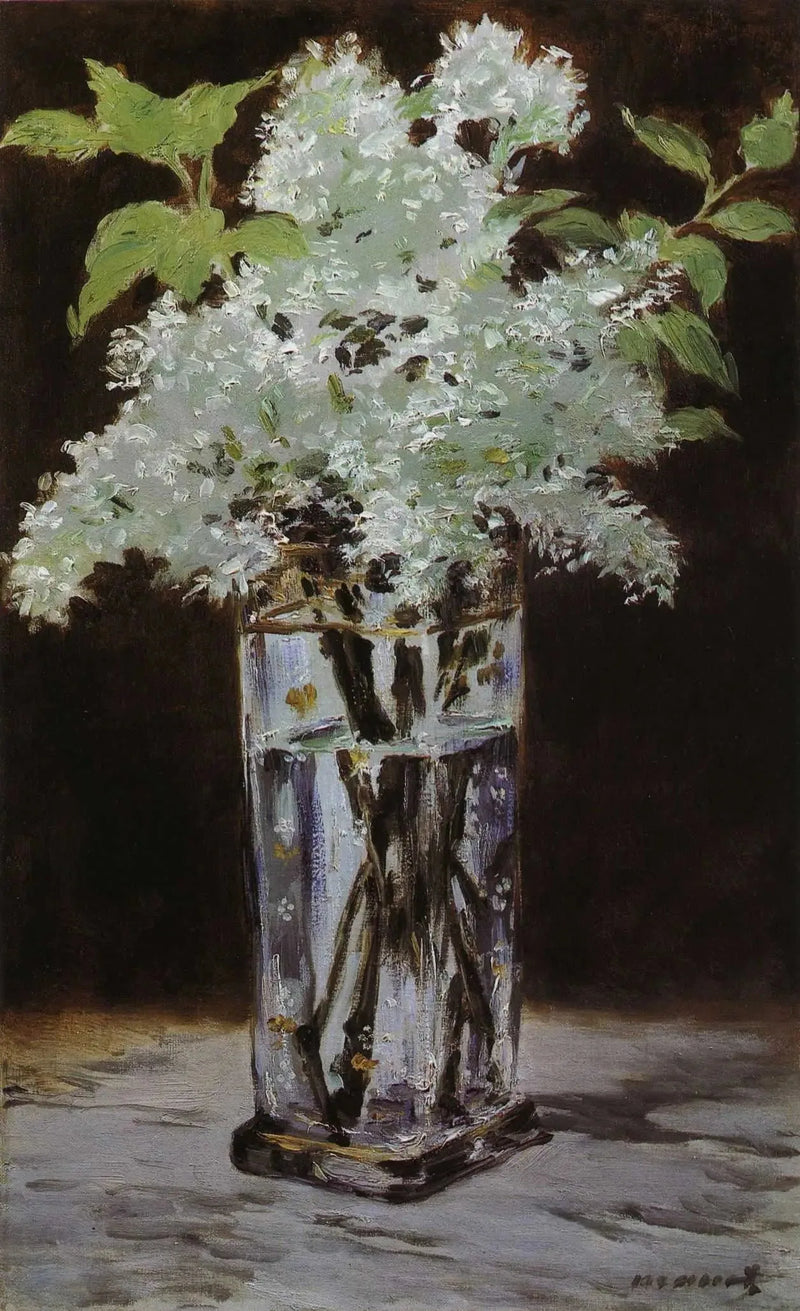 Kristal bir vazoda beyaz leylak - Édouard Manet