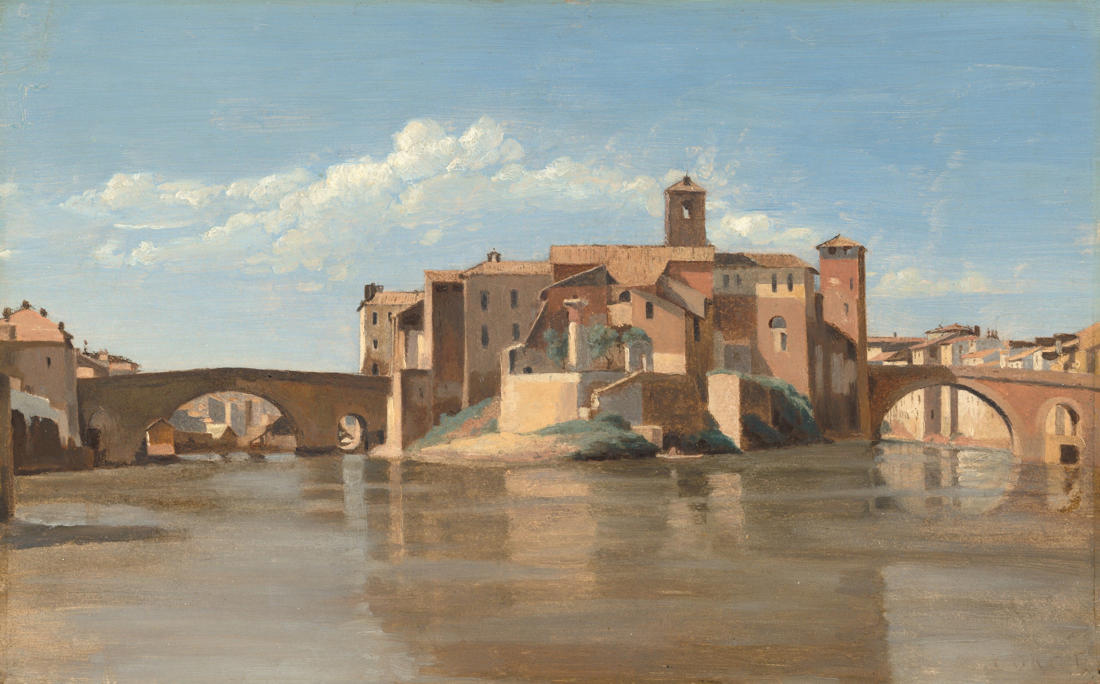 L'Île et le pont San Bartolomeo, Rome - Jean-Baptiste Camille Corot
