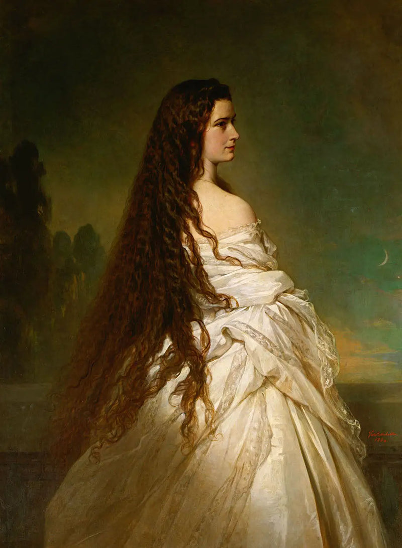 Avusturya İmparatoriçesi Elisabeth, açık saçlı ve dizlikli - Franz Xaver Winterhalter