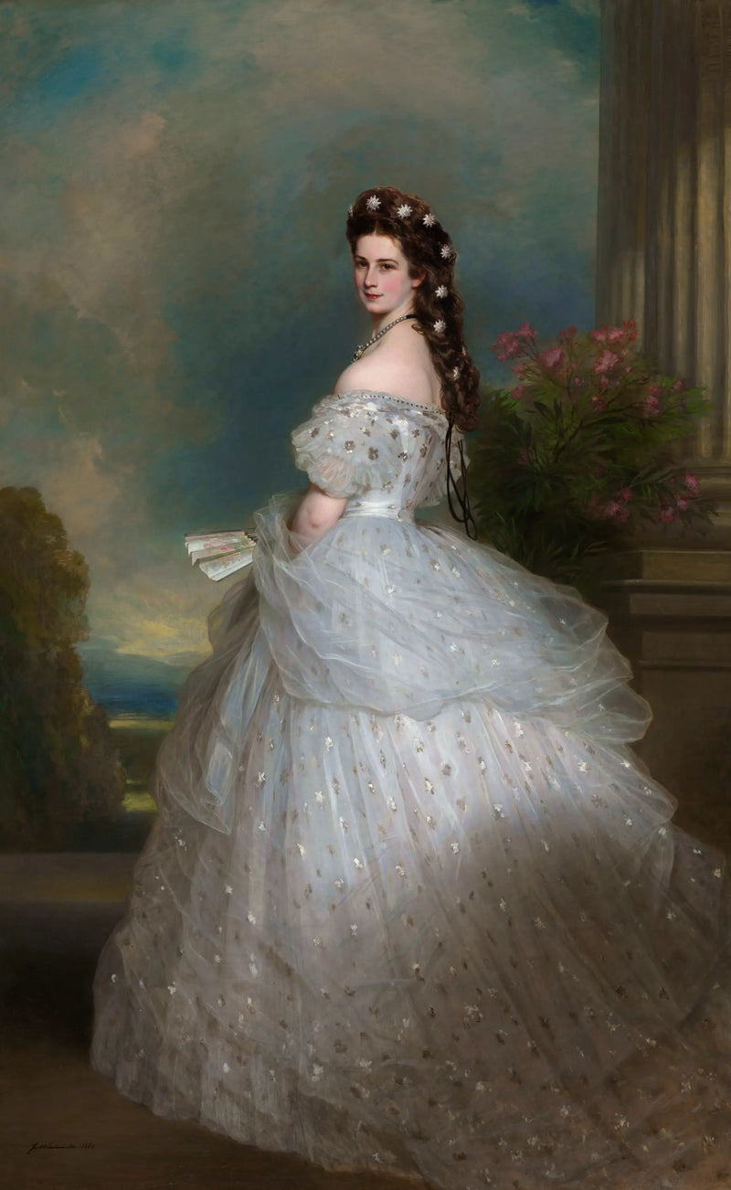 Elisabeth İmparatoriçe, balo elbisesi içinde, saçlarında elmas yıldızlar - Franz Xaver Winterhalter
