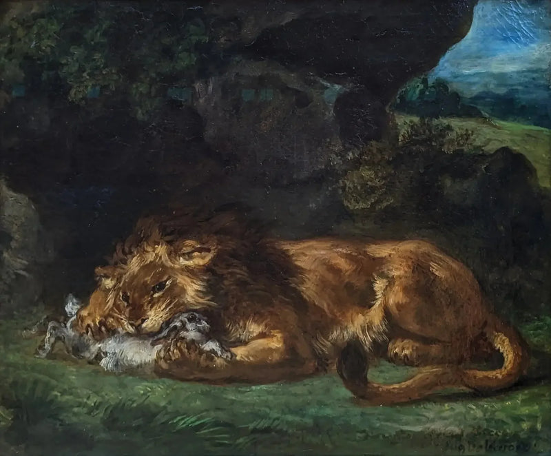 Tavşanı Yiyen Aslan - Eugène Delacroix