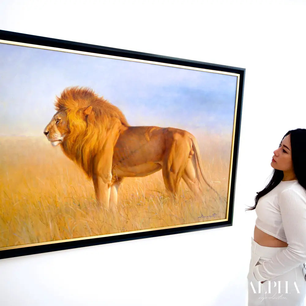 Lion in the Savannah – Somchai | 150 x 100 cm Reproductions de tableaux à la peinture à l’huile