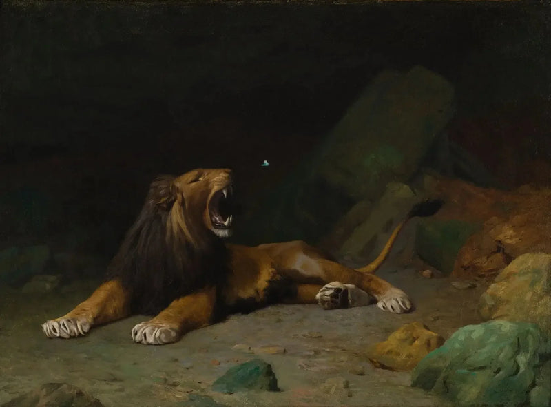 Kelebeği yakalamaya çalışan aslan - Jean-Léon Gérôme