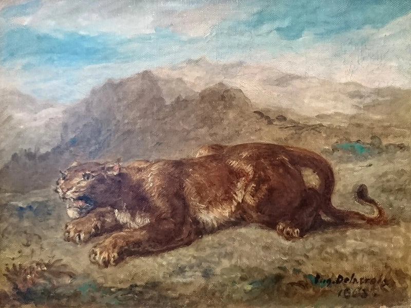 Atılmaya Hazır Dişi Aslan - Eugène Delacroix
