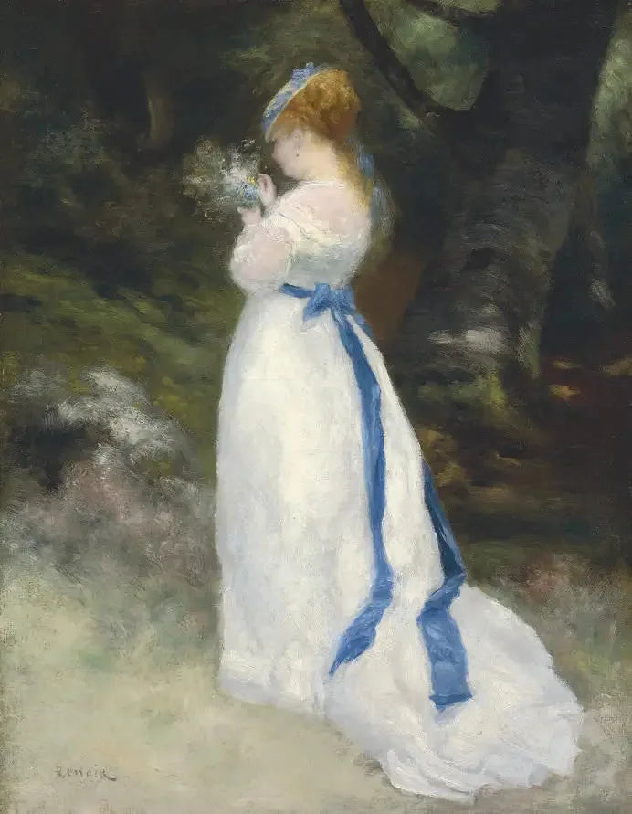 Yaban çiçekleri tutan Lise - Pierre-Auguste Renoir