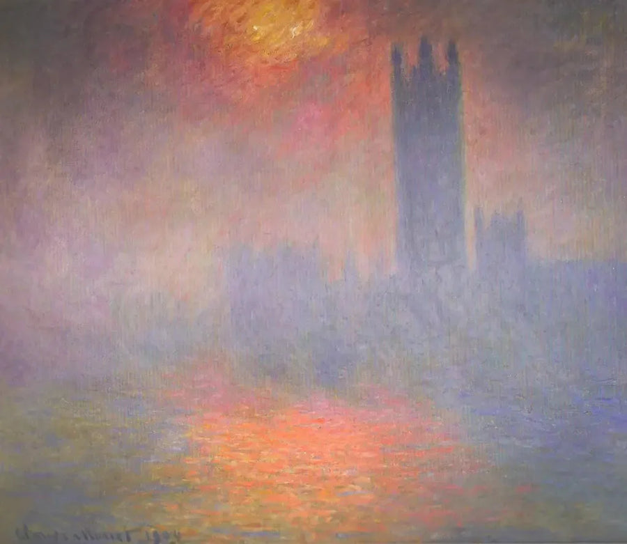Londra, Parlamento. Sis içinde güneş ışığı - Claude Monet
