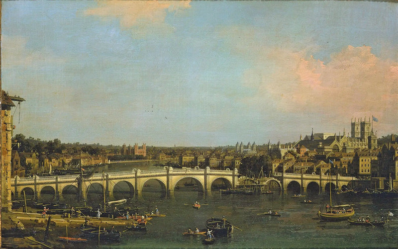 Londra: Kuzeyden onarımda Westminster Köprüsü - Canaletto