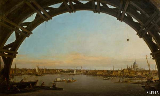 Londres vue à travers une arche du pont de Westminster - Giovanni Antonio Canal - Reproductions de tableaux et peintures haut de gamme