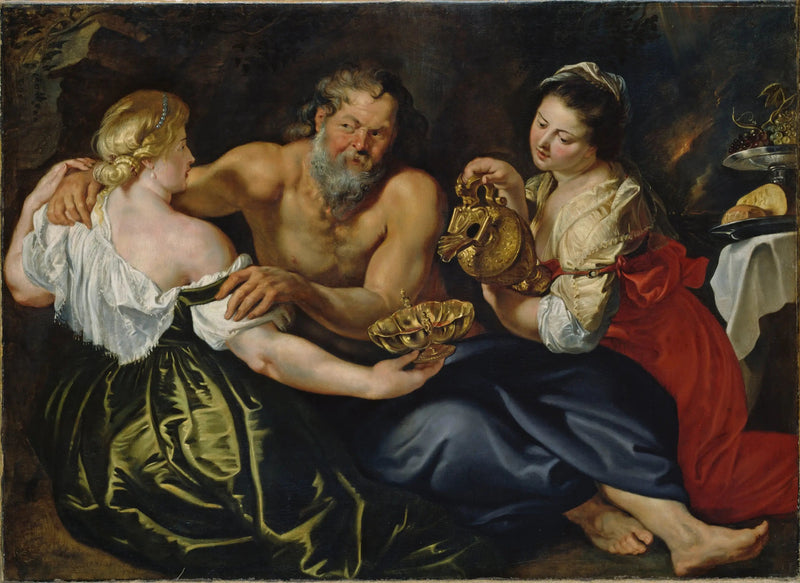 Lot ve kızları kayalık bir mağarada - Peter Paul Rubens