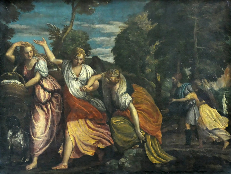 Loth ve kızları, iki melek öncülüğünde Sodom'dan kaçarken - Paul Véronèse
