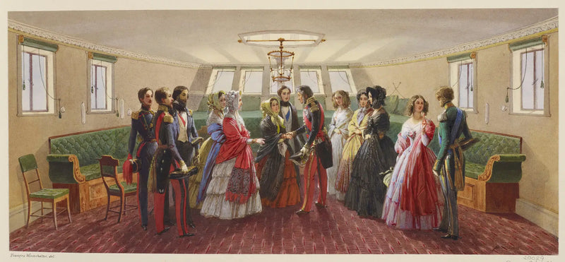 Louis-Philippe, Kraliçe Victoria'ya veda ederken, kraliyet yatında - Franz Xaver Winterhalter