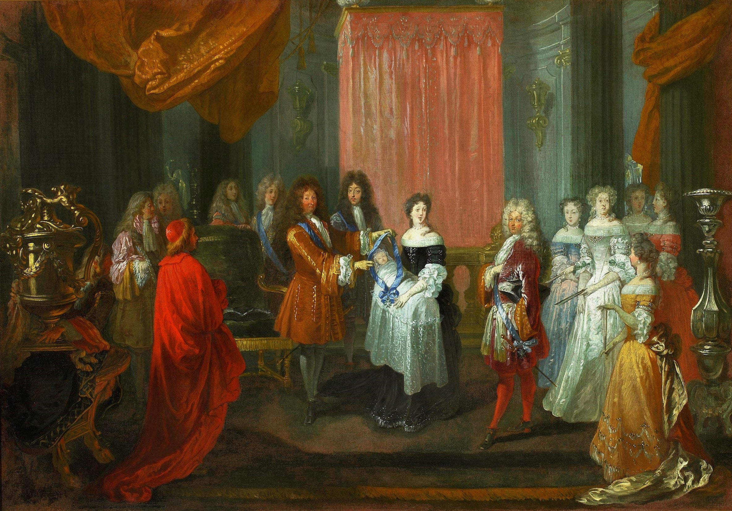 Louis XIV remet le cordon bleu à Monsieur le duc de Bourgogne. - Antoine Watteau - Alpha Reproduction