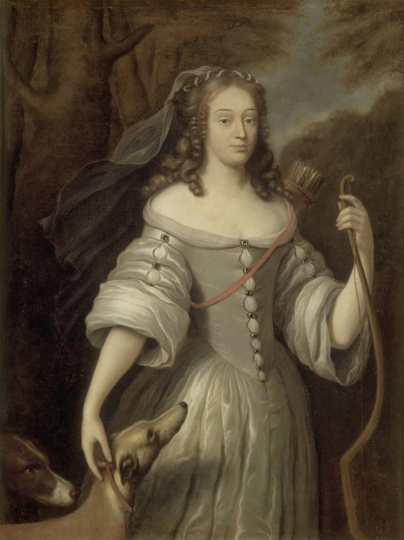 Louise-Françoise de la Baume-Le-Blanc (1644-1710), Diane ile birlikte tasvir edilmiştir - Claude Lefèbvre