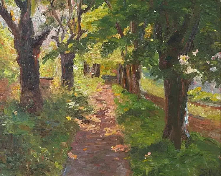 Skagen Plantage ağaçlarından güneş ışığı - Peder Severin Krøyer