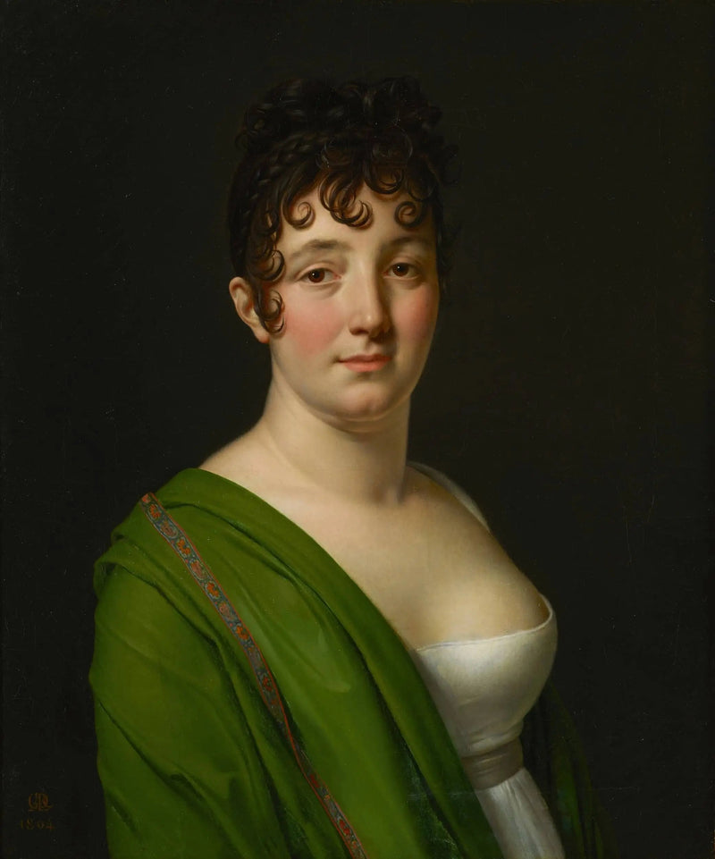 Madame Bocquet yeşil şal ile - Anne-Louis Girodet