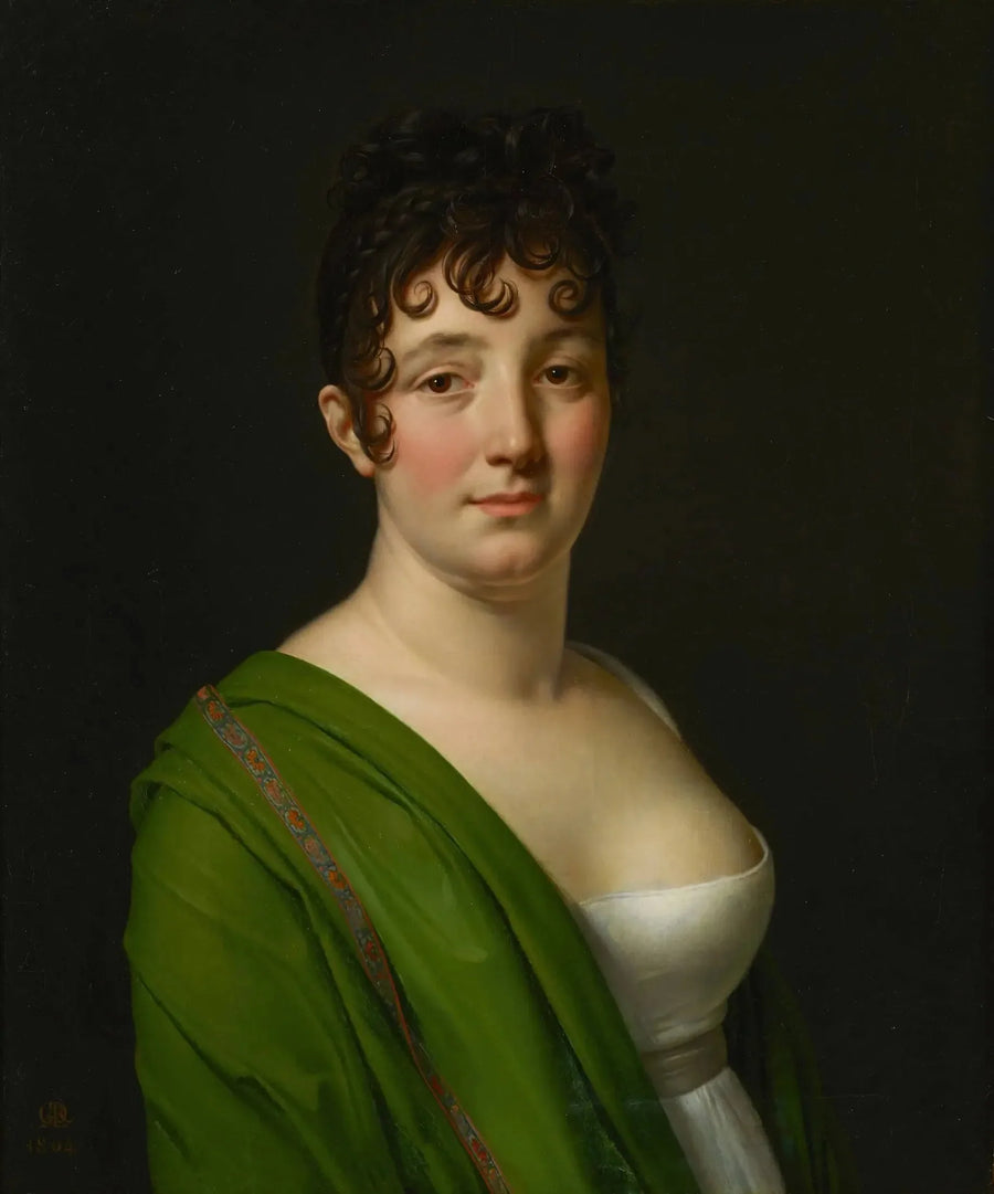 Madame Bocquet yeşil şal ile - Anne-Louis Girodet