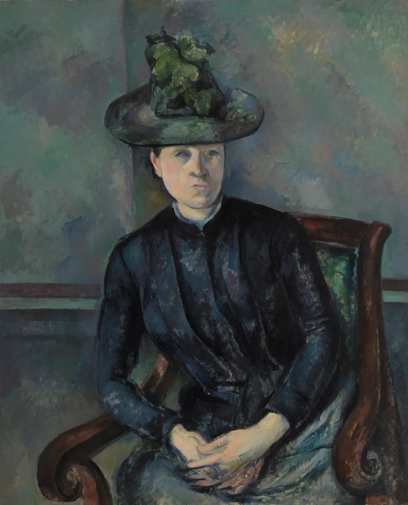 Yeşil Şapkalı Madame Cézanne - Paul Cézanne