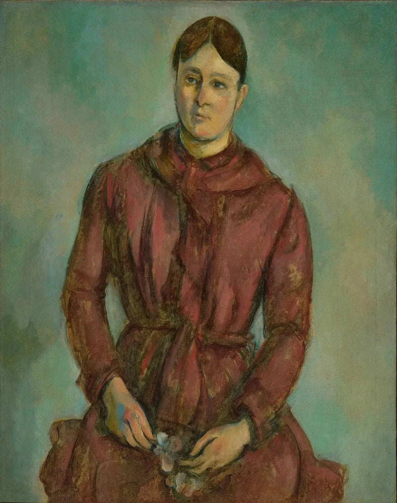 Kırmızı elbiseli Bayan Cézanne - Paul Cézanne