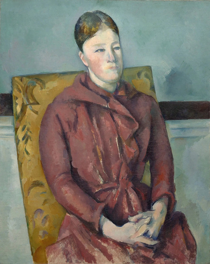 Kırmızı elbiseli Bayan Cézanne - Paul Cézanne