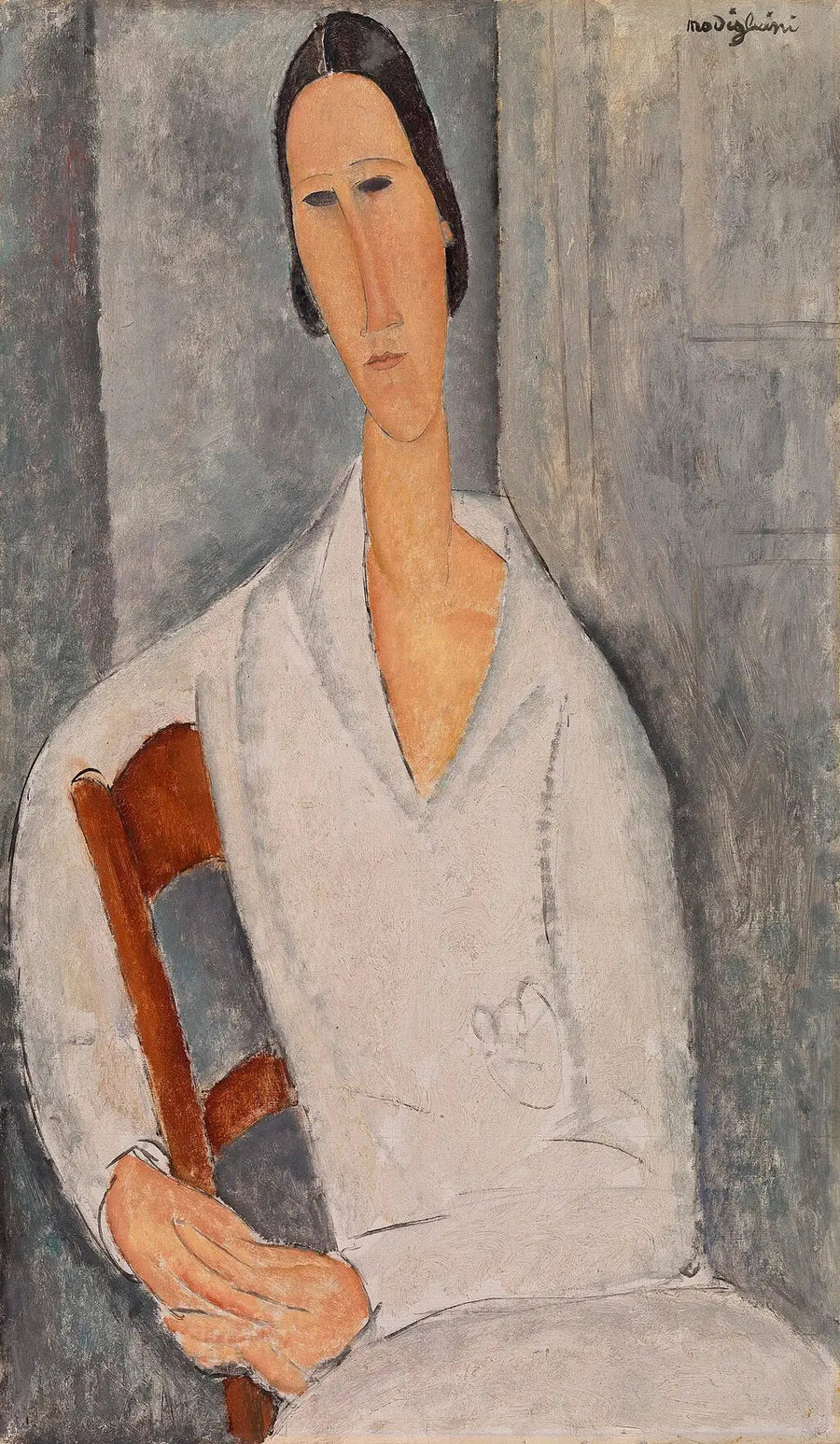 Sandalyeye yaslanmış Madame Hanka Zborowska - Amedeo Modigliani