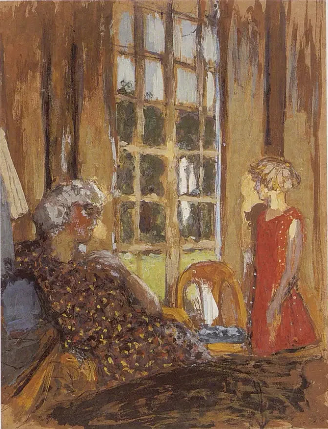 Madame Hessel ve Lulu, kapıdan çıkan pencere - Édouard Vuillard