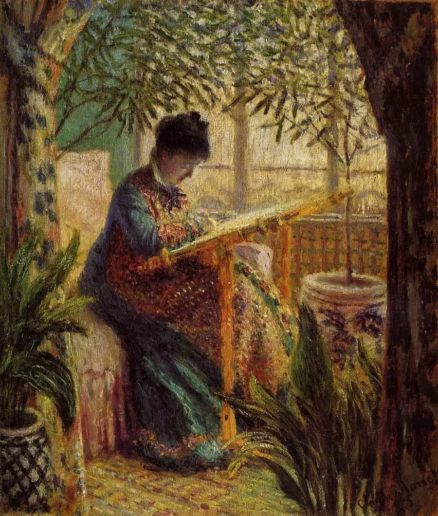 Madame Monet Nakış Yapıyor (Camille tezgâhta) - Claude Monet