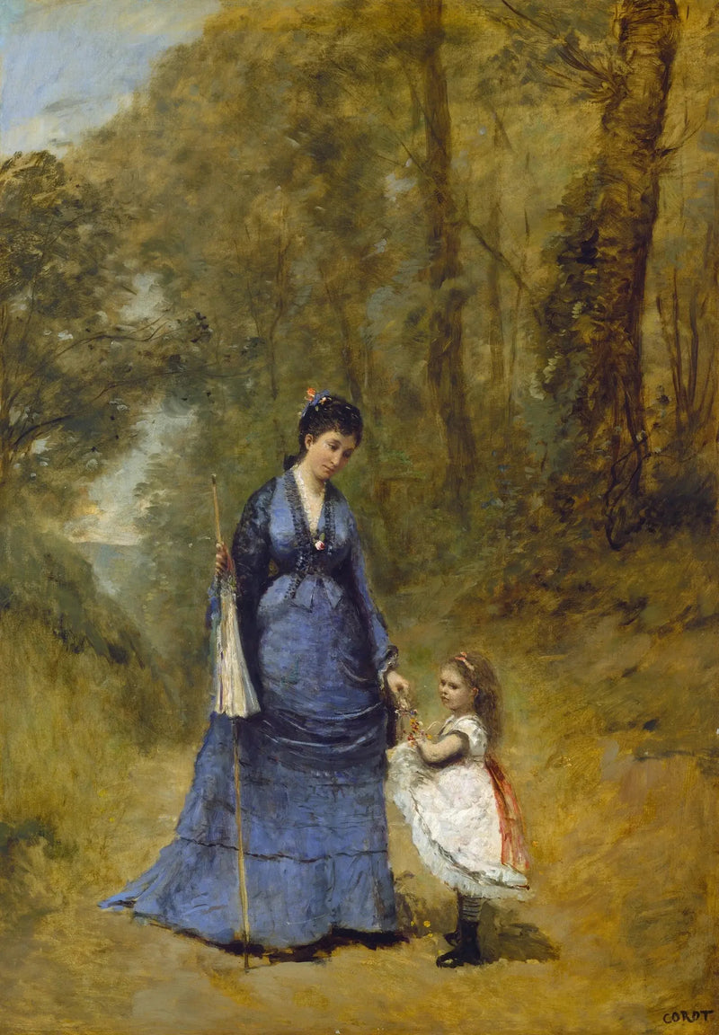 Madame Stumpf ve kızı - Jean-Baptiste Camille Corot